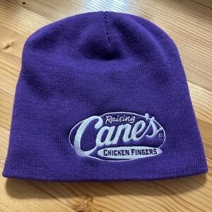 Raising Cane's Chicken Fingers Beanie Purple Knit Hat HitWear Logo Embroidered